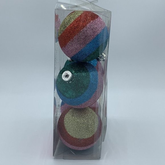 Glitter Ball Striped Christmas Tree Ornaments Multi-color - Picture 7 of 13